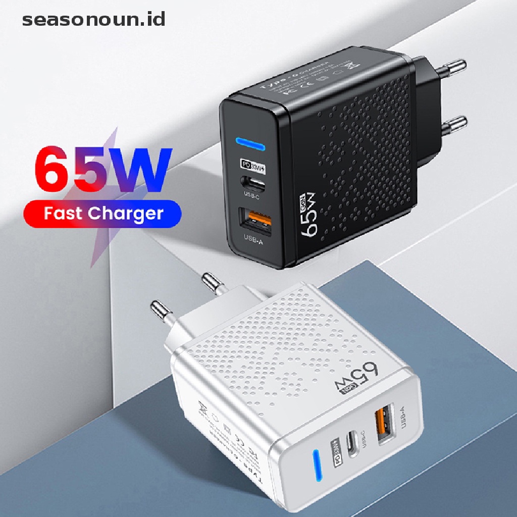 SAMSUNG Seasonoun Fast Charge Charger 65W USB C Charger Untuk iPhone Xiaomi 12samsung Huawei USB Charger Handphone QC 3.0 Adaptor.