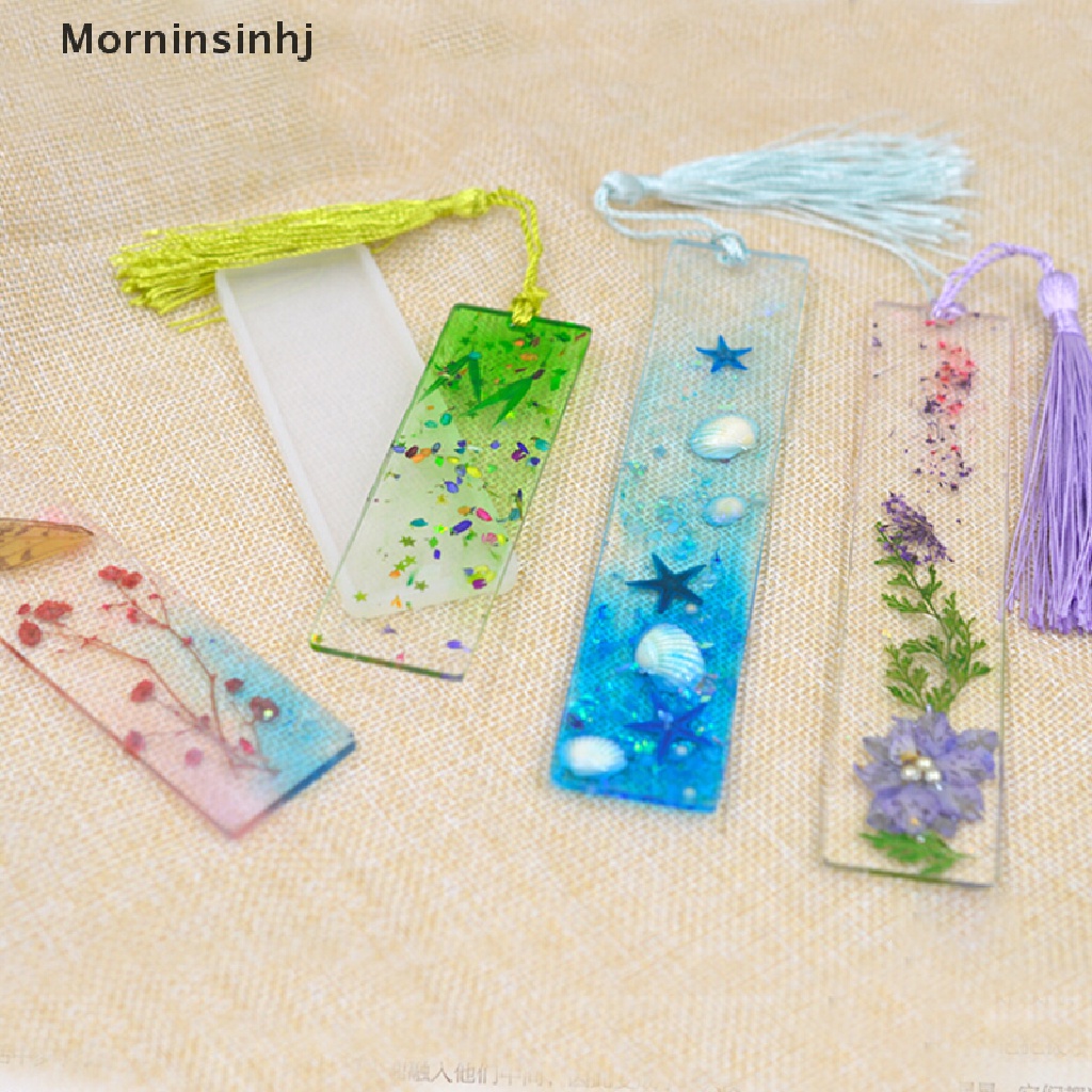 Mornin 3Pcs Persegi Panjang Bookmark UV Cetakan Silikon Epoxy Resin Mold DIY Kerajinan Membuat id