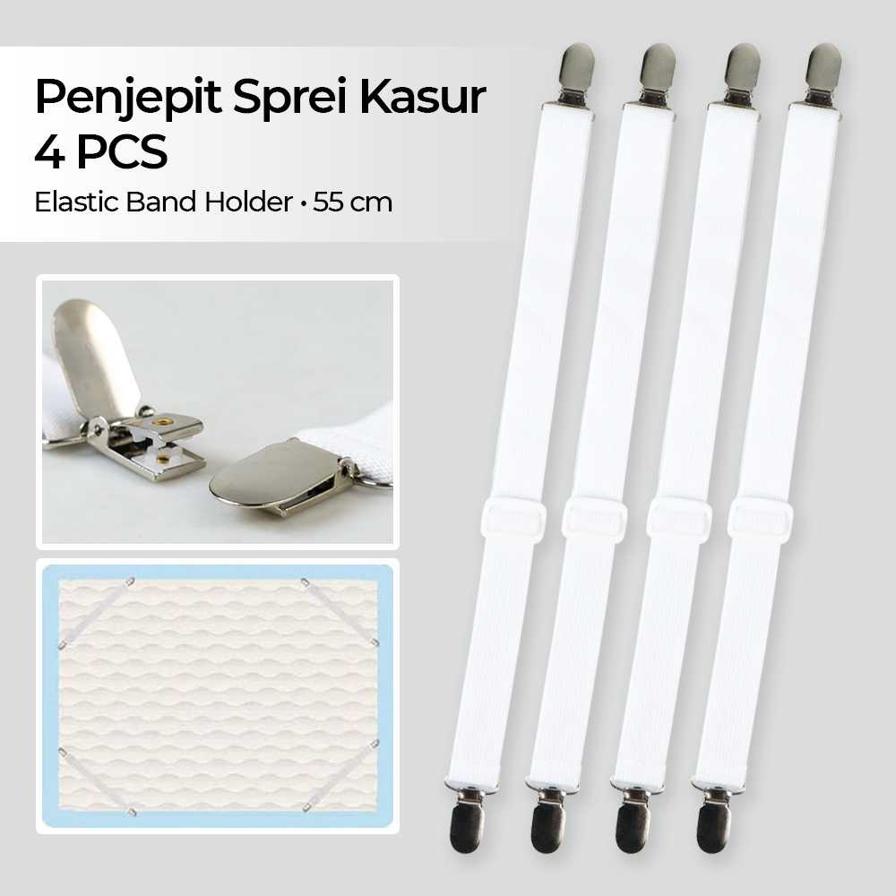 (BISA COD) FTIHSHP HILIFE Penjepit Clip Sprei Kasur Elastic Band Holder 4 PCS - 200TC