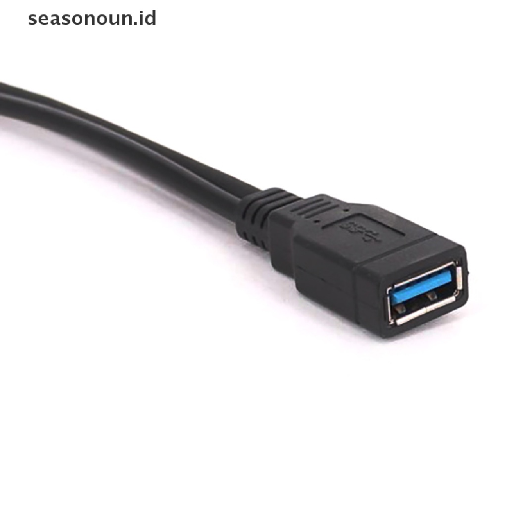 Seasonoun USB3.0 Female To Dual USB Male Dengan Kabel Ekstensi Data Extra Power USB Y-Splitter Data Sync Charging Extension Cable Kabel Cas.