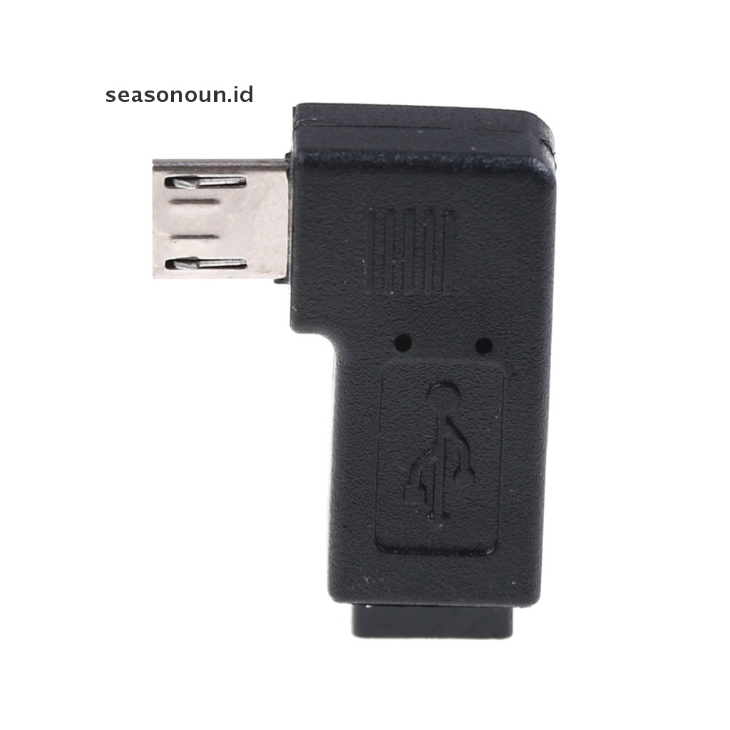 Seasonoun 2PCS 90derajat Micro Sudut Kiri &amp; Kanan USB Male to Female Plug Adapters Charger.