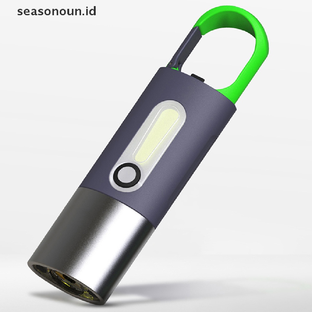 Seasonoun Senter Lampu Kuat Mini Portabel USB Rechargeable KeyChain Work Light.