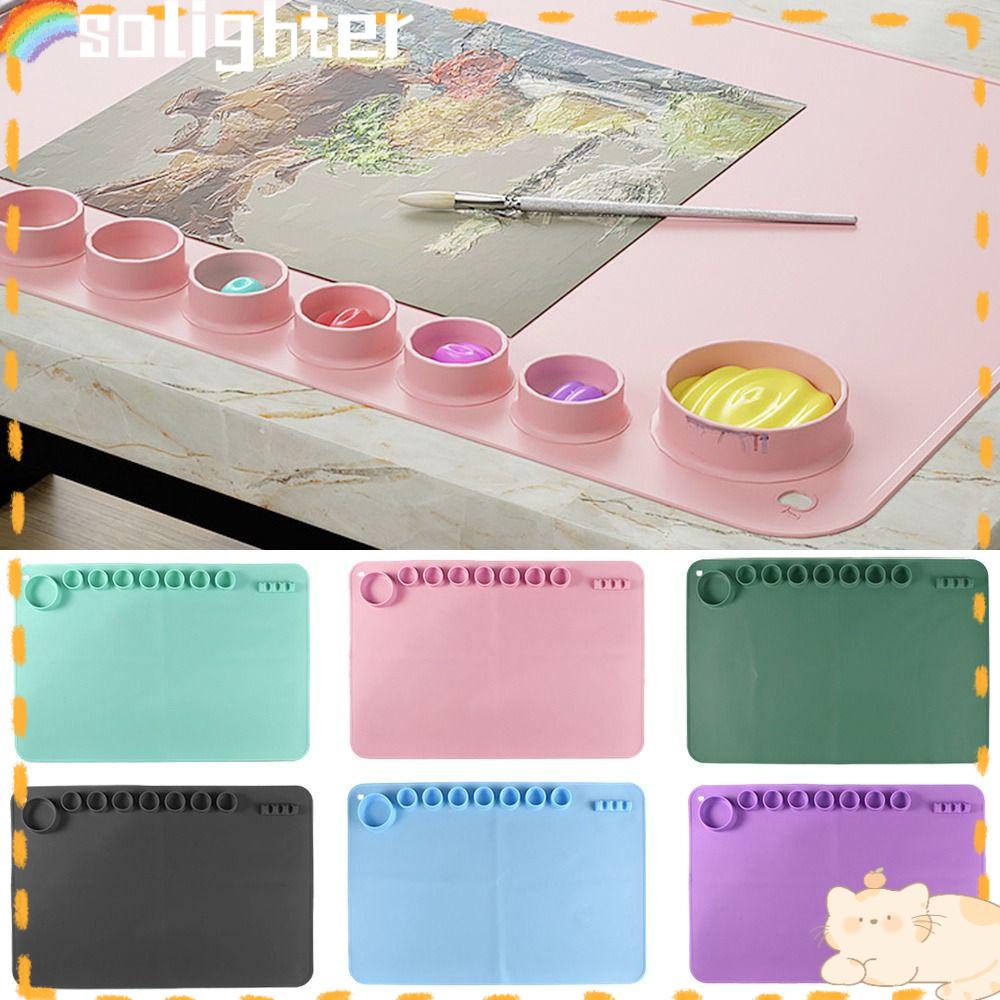 Solighter Alas Lukis Silikon Perlengkapan Kantor Watercoloring Stamping Waterproof Craft Mat Untuk Melukis