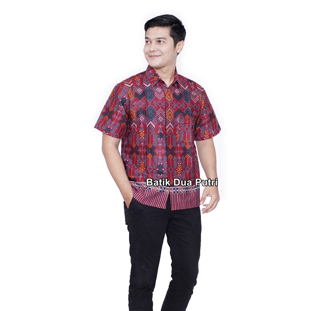 Batik Wanita Pria Couple Seragam Motif elegant Modern Batik Dua Putri - Datok Merah