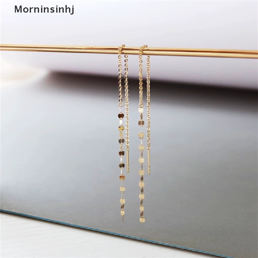 Mornin Sterling Silver Bibir Kata Rantai Rumbai Stud Anting Wanita Emas Plag Earring id