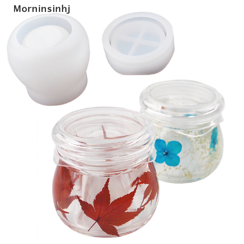 Mornin Botol Cetakan Resin Toples Puding Silikon Resin Jar Mold Dengan Tutup Untuk Wadah DIY id