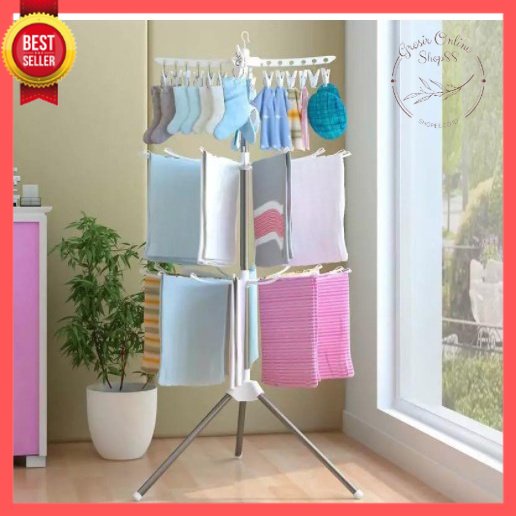 GOS -Z115- Foldable Clothes Drying Airer Rak jemuran lipat /jemuran menara 3 tingkat