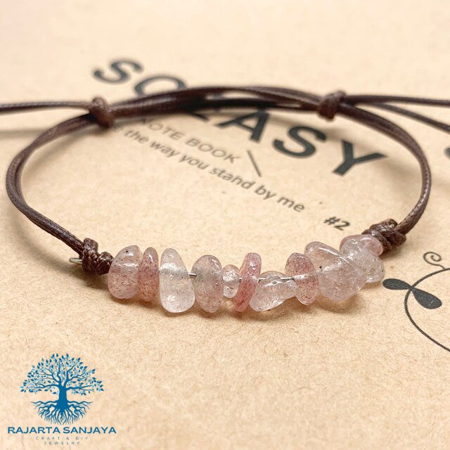 Gelang Minimalis Simple Elegan Batu Kerikil Kristal Ametyst Aventurine Fluorite Jade Tiger Eye