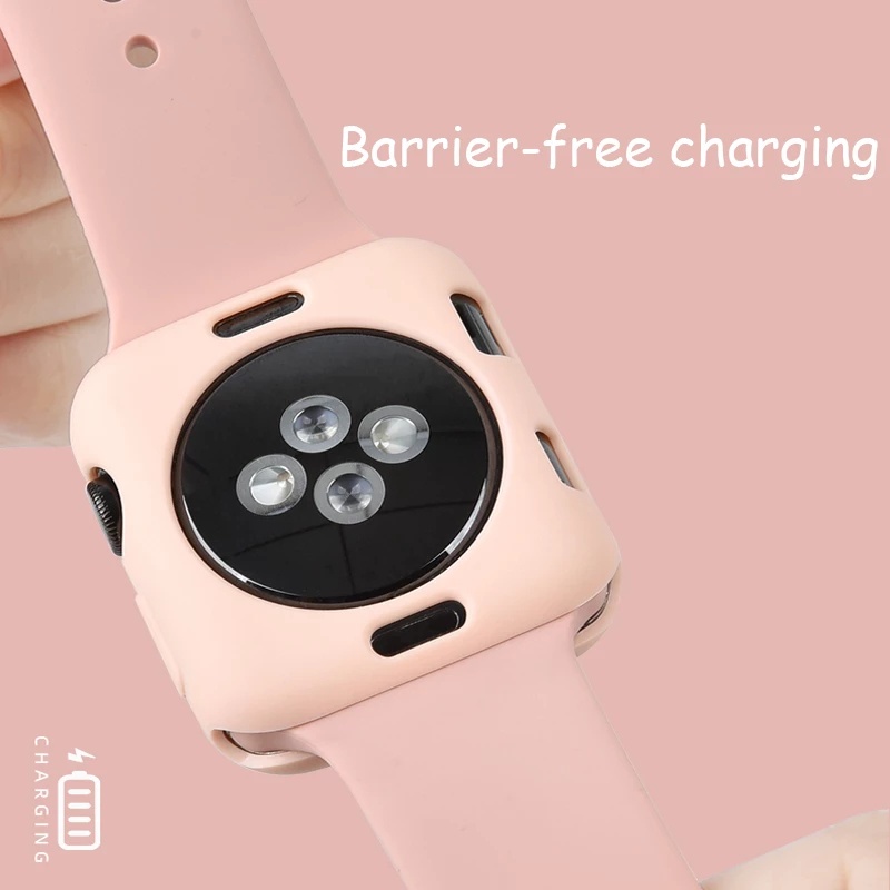 Cover Pelindung Layar Untuk A * ple Watch Case 45mm 41mm 44mm 40mm 42mm 38mm Soft Full TPU Silicone Case Untuk Seri Iwatch7 6 5 4 3