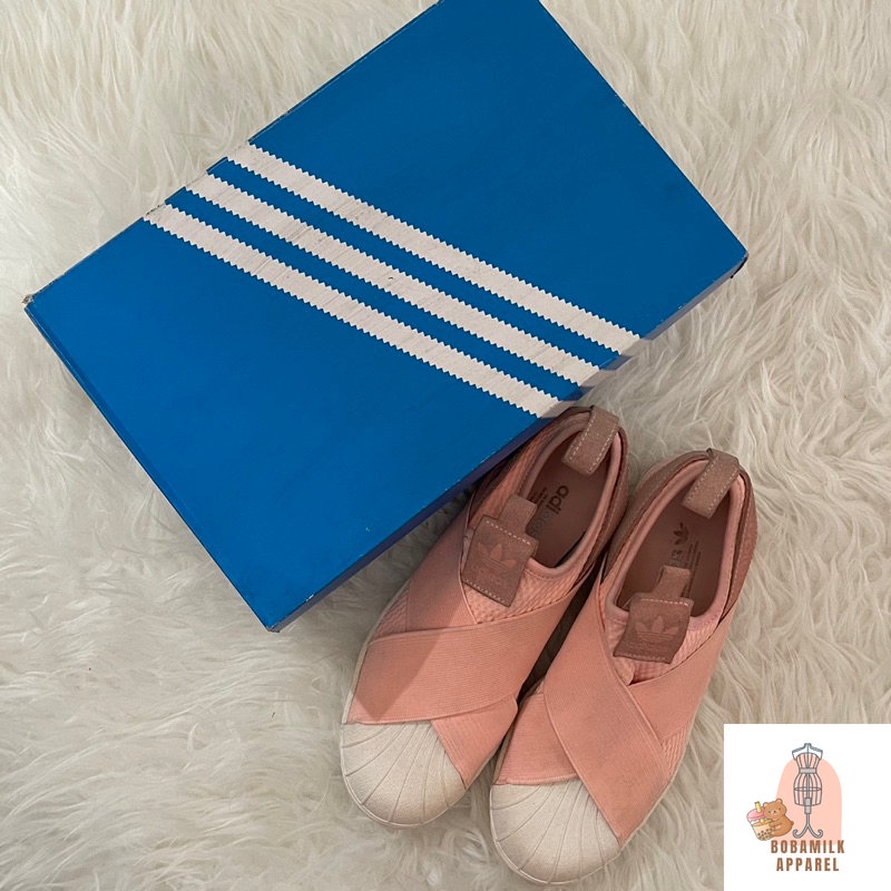 𝙋𝙍𝙀𝙇𝙊𝙑𝙀𝘿 Adidas Original Superstar Slip On Orange Wmns Sneakers Sepatu Sport Wanita