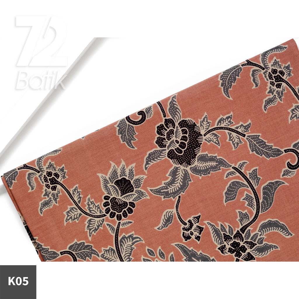 KAIN BATIK PREMIUM Katun Motif Kembang Tulip Warna Orange 723280 Cap 72 Jarik Jarit Samping Kebat Panjang Batik Katun Modern Premium Bahan Seragam Batik Pernikahan Kantor Keluarga Murah Kamen Jadi Batik Bali Lembaran