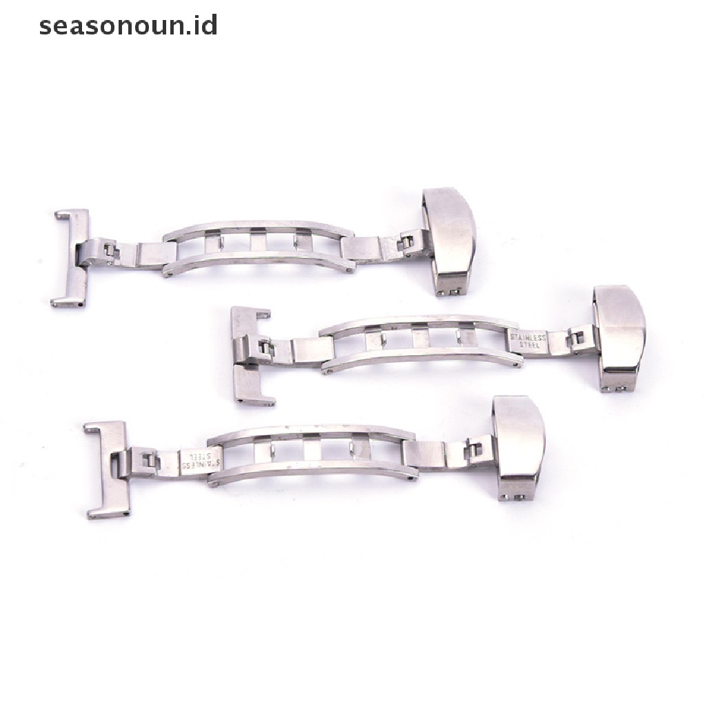 Seasonoun18 /20 /22mm Stainless Steel Butterfly Deployment Clasp Buckle Watch Strap Band.