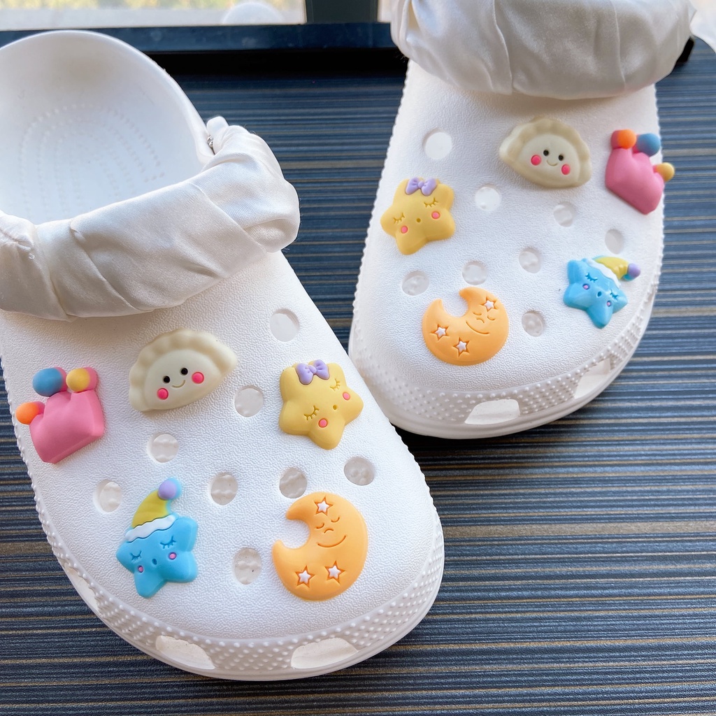 @shinydiy Pvc 10pcs Dumpling Bulan Bintang Crocs Jibbitz Sepatu Pesona | Jibbitz Sepatu Crocs Hias Charm | asesoris wanita｜crocs jibbitz