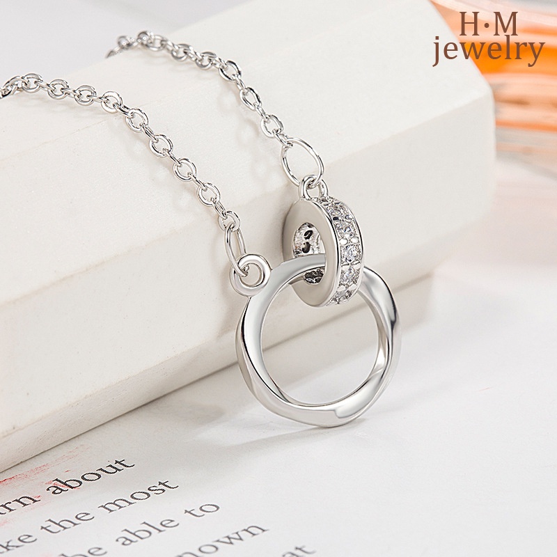 S925 Perak Cincin Gesper Mobius Kalung Cahaya Mewah Rasa Tinggi2023Baru