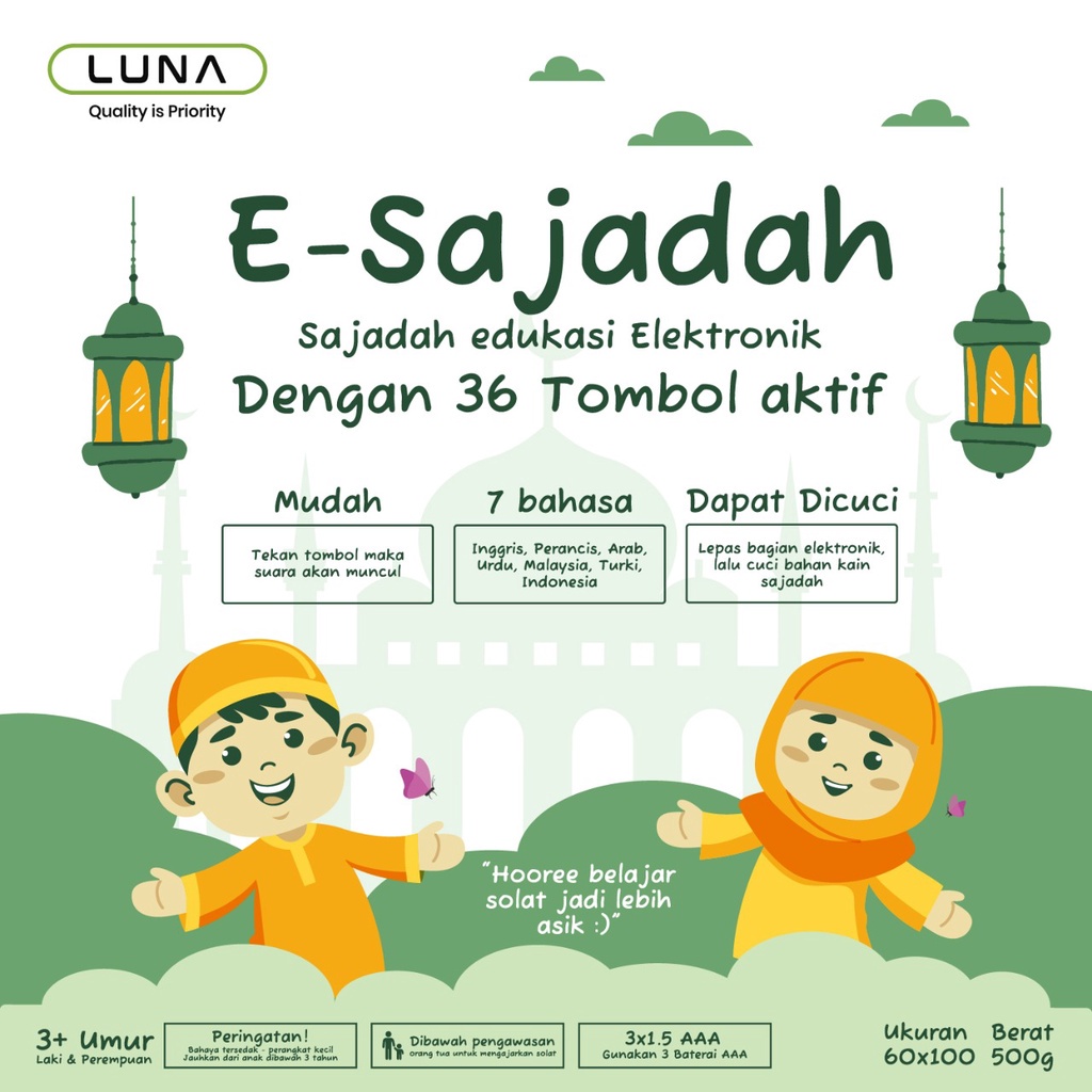 Luna Life E Sajadah / Smart Sajadah Elektronik Untuk Edukasi Belajar Anak Sholat / ESajadah Anak-Anak