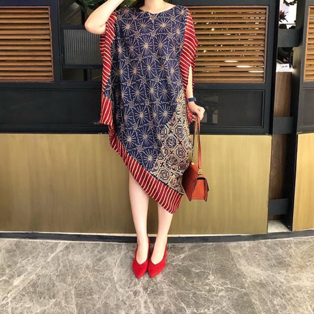Pakaian Dress Kaftan Batik Wanita Atasan Terusan Baju Kondangan Pesta Allsize Modern Kekinian Lebara
