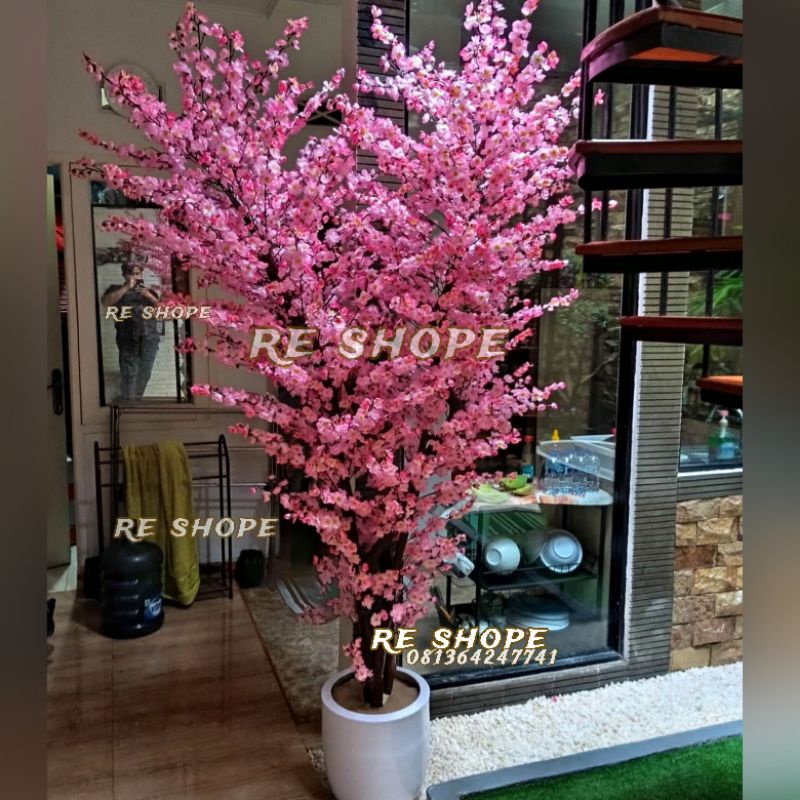 pohon sakura imlek tinggi 3mtr/sakura rindang pohon hias/bunga plastik artificial dekorasi