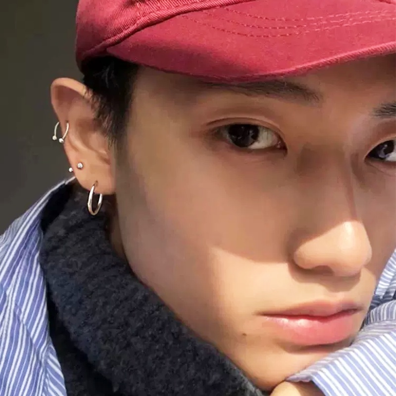 Papaozhu 1PC Keren Stainless Steel U Berbentuk Bola Kecil Stud Anting Untuk Wanita Pria Punk Cuff Earring Kepribadian Telinga Aksesoris