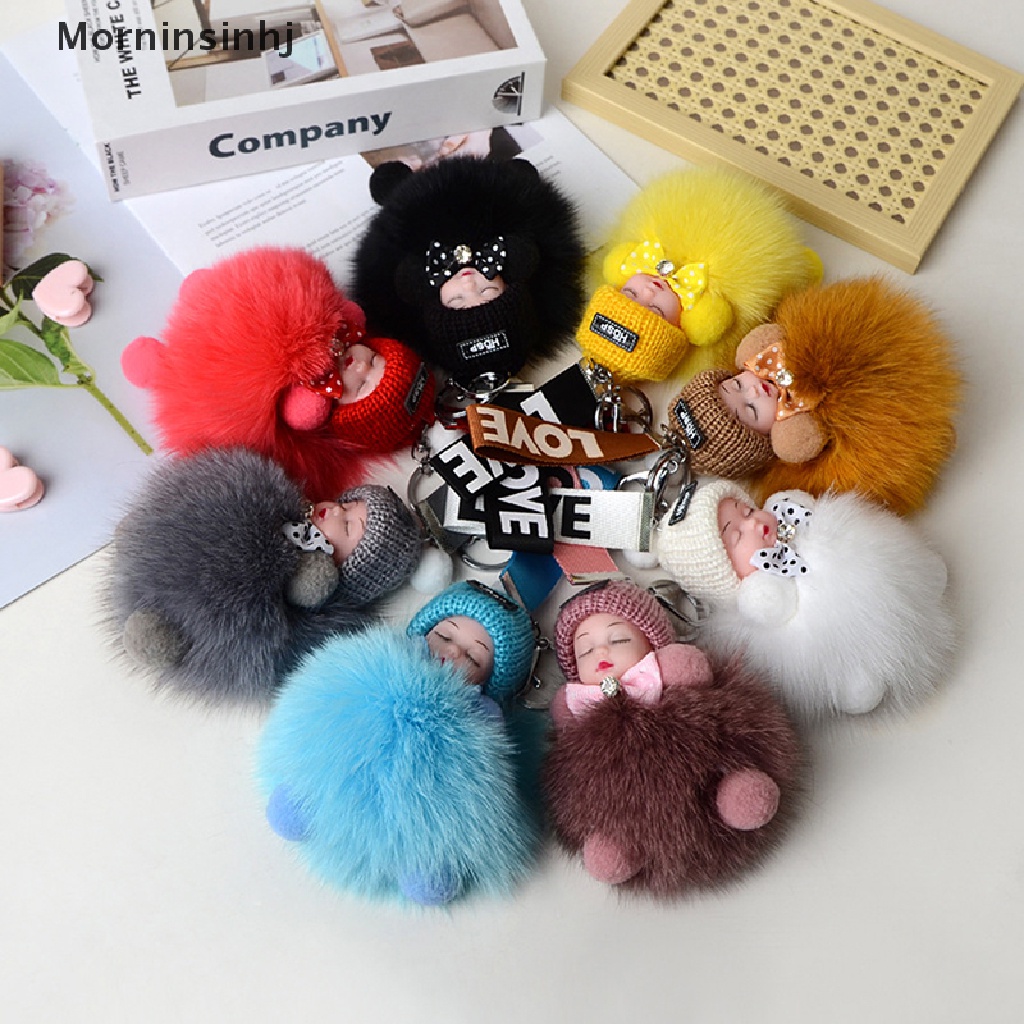 Mornin Gantungan Kunci Mewah Lucu Tidur baby doll Mainan Mewah kawaii keychain Tas Liontin id