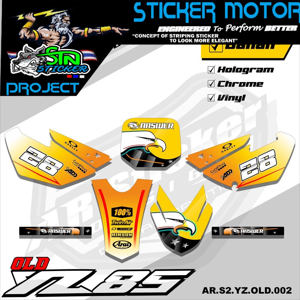 Yz85 Stiker Striping Motor TRAIL YZ85 OLD/LAMA - Stiker Trail Bebek Yz 85 Lama Variasi Hologram AR.S