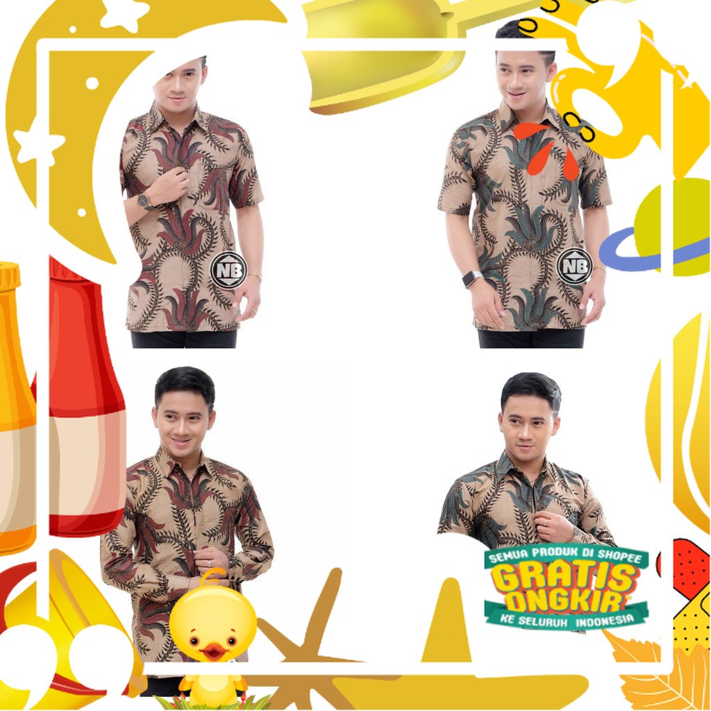 Kemeja Batik Pria Lengan Panjang // Baju Batik Pria // Batik Pria M L XL XXL XXXL/ hitam oren ungu t