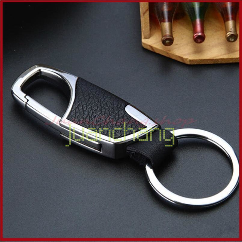 Kulit Stainless Steel Metal Modern Sporty Remote Gantungan Kunci Mobil Key ring Hadiah Bisnis Tempat Kunci