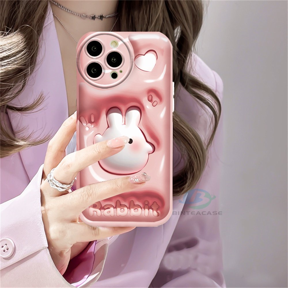 Casing hp Oppo A77S A57 A16 A16S A54S A16K A17 A5S A12 A3S A12E A92 A52 F1S A53 A33 A31 A9 A5 A15 A15S A54 F9 C1 Kartun Kelinci Lucu Bebek Silikon Airbag Case Binteacase