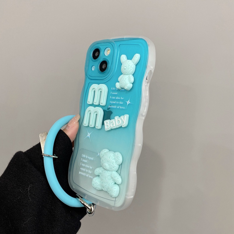 Wave softCase OPPO A7 A5S A12 A11K A5 A9 A53 A33 A15S A35 A52 A92 A1K A3S A16 A54 A77S A83 F11 F9 Pro A74 A95 A96 A36 A76 A52 A92 A31 A57 A39 F1S Bear Rabbit Lucu Biru