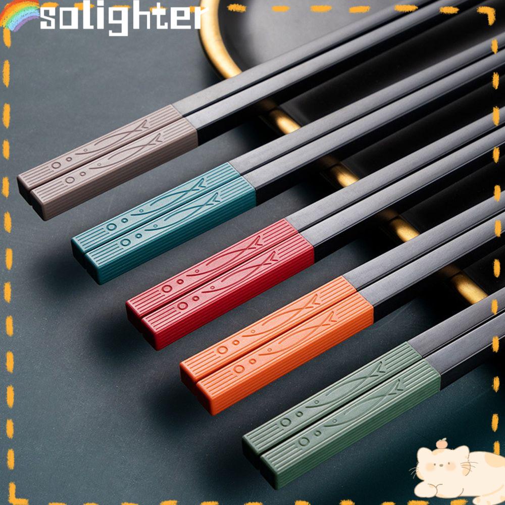 Solighter 5pasang Sumpit China Tahan Suhu Tinggi Sumpit Makanan Sushi Set Peralatan Makan Reusable