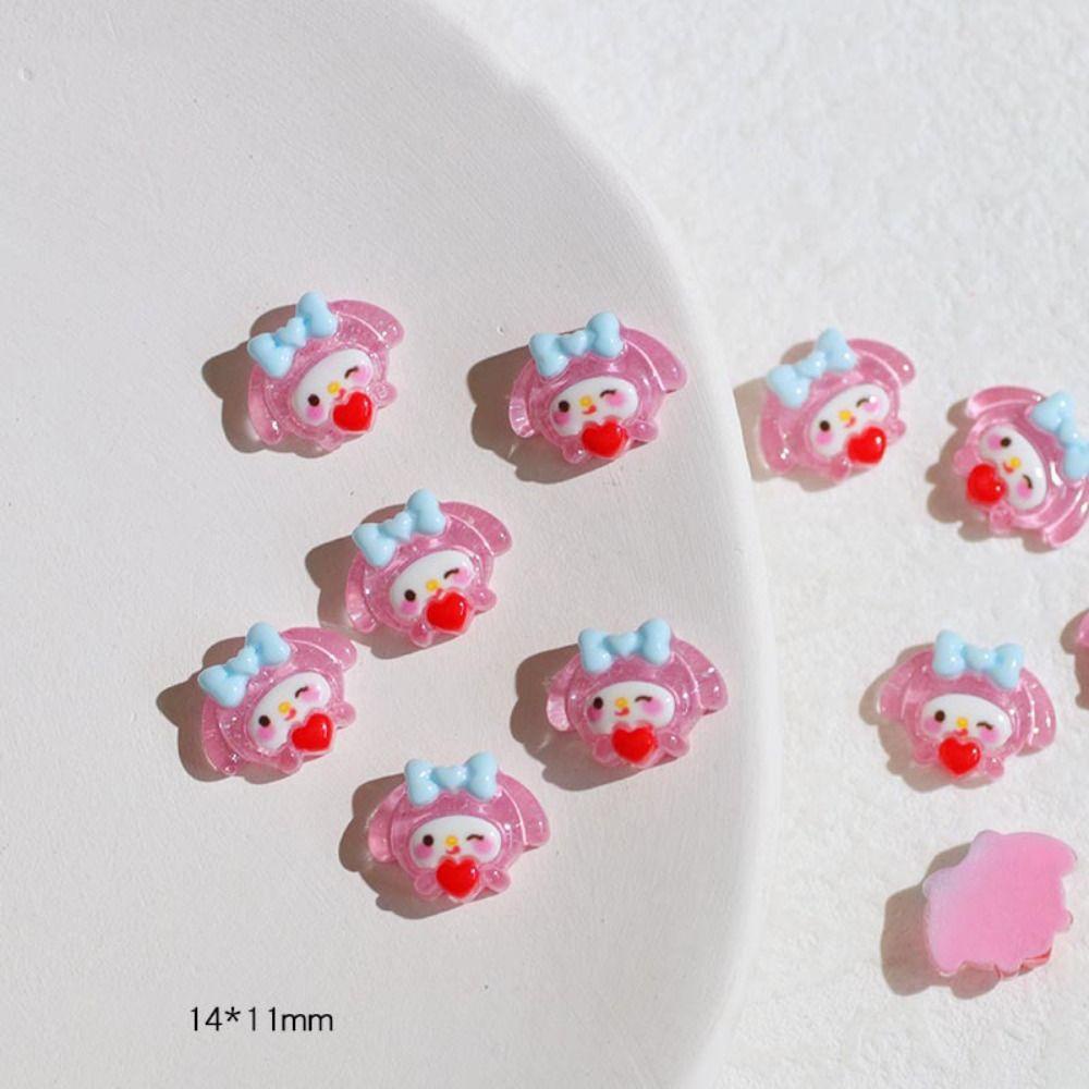 Nickolas1 Dekorasi Nail Art DIY 10pcs Kuromi Resin Kawaii Cinnamoroll Hiasan Kuku Hewan