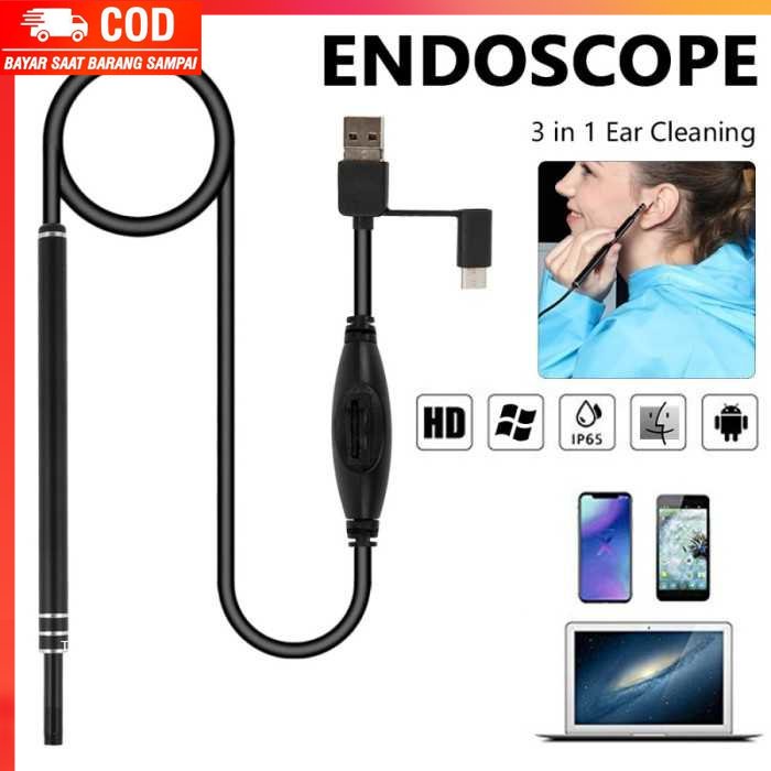 ( 100% BARANG ORI ) TaffOmicron Kamera Endoskopi Pembersih Telinga Endoscope USB 3 in 1 - i96