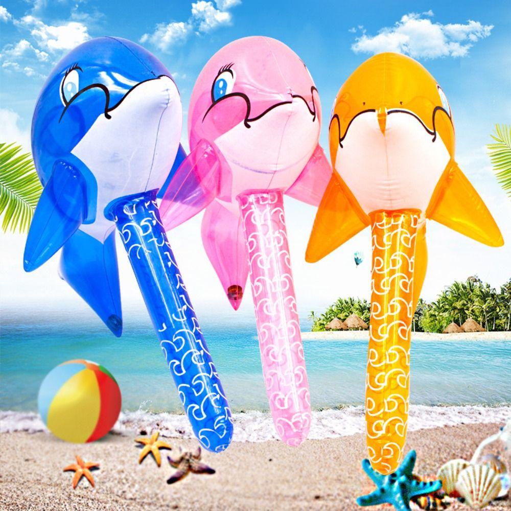 Lanfy Dolphin Inflatable Handheld Stick Outdoor Perlengkapan Kolam Renang Dekorasi Rumah Aktivitas Props Inflatable Sticks Perlengkapan Pesta Party Decoration Dolphin Hammer