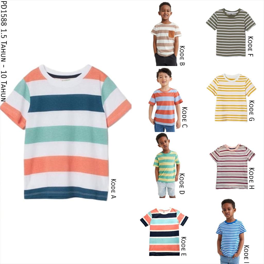 PD1588 Hm Tee Kaos Anak Cowok Basic Stripe