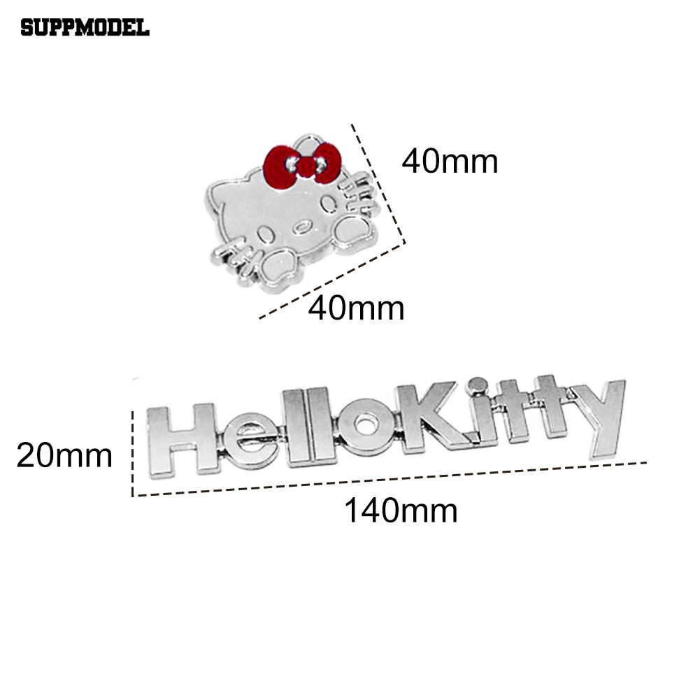 Suppmodel 2Pcs/Set Kartun Lucu Hello Kitty Logam Body Mobil Stiker Emblem Dekorasi