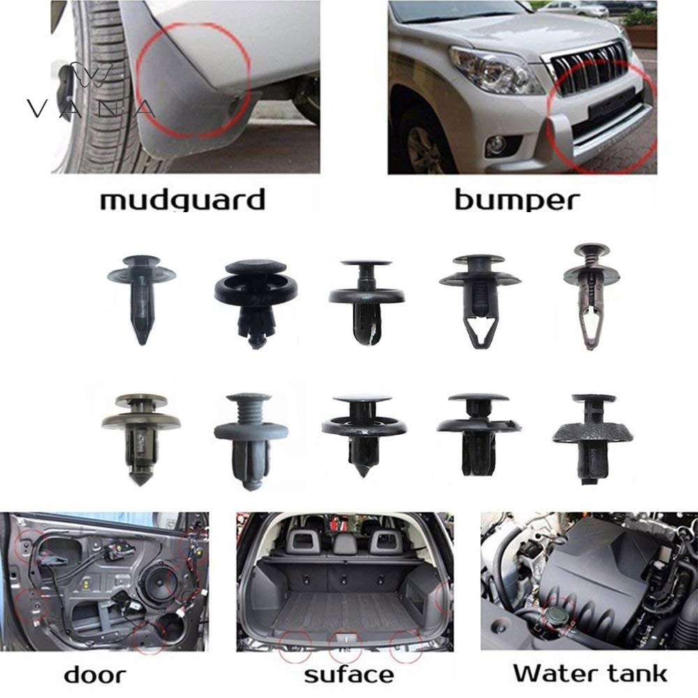 Indoholic 100 pcs Auto Fastener Clip Mixed Car Body Push Retainer Pin Rivet Bumper Mobil Alat