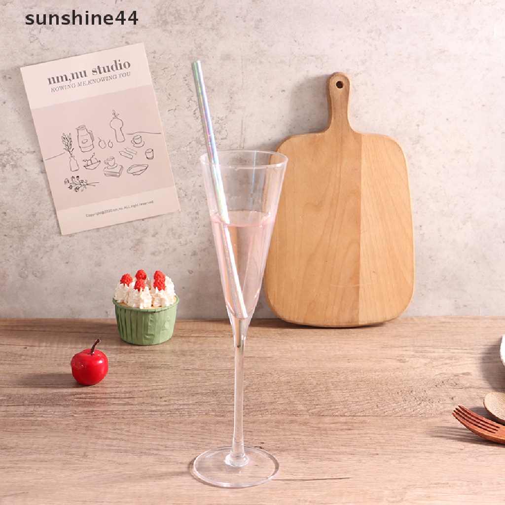 Sunshine 25Pcs Pearlescent Bronzing Paper Straw Gradasi Foil Sedotan Minum Decor ID