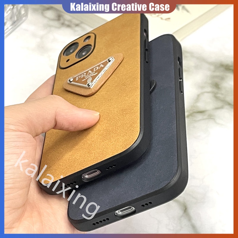 Casing Ponsel Prada Kulit Suede Fashion Untuk iPhone 14 Pro Max14Plus13 12 11 Pro Max Xs Max Xr X Xs Casing Hard Back Cover