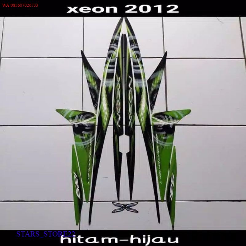 (ORI) Striping Stiker sticker lis body yamaha xeon karbu lama 125 thn 2011 2012 hitam hijau KUALITAS