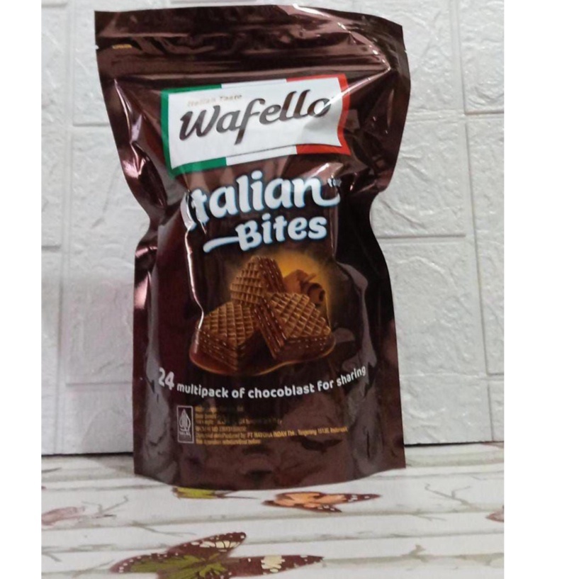 

BISKUIT WAFER WAFELLO POUCH COKLAT CARAMEL ITALIAN BITES 1 DUS ISI 6 @234gr ORI