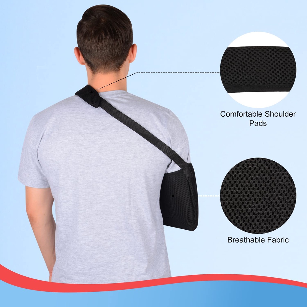 Arm Sling Penyangga Tangan Breathable Support Brace Hitam Gendongan Tangan Patah Tulang