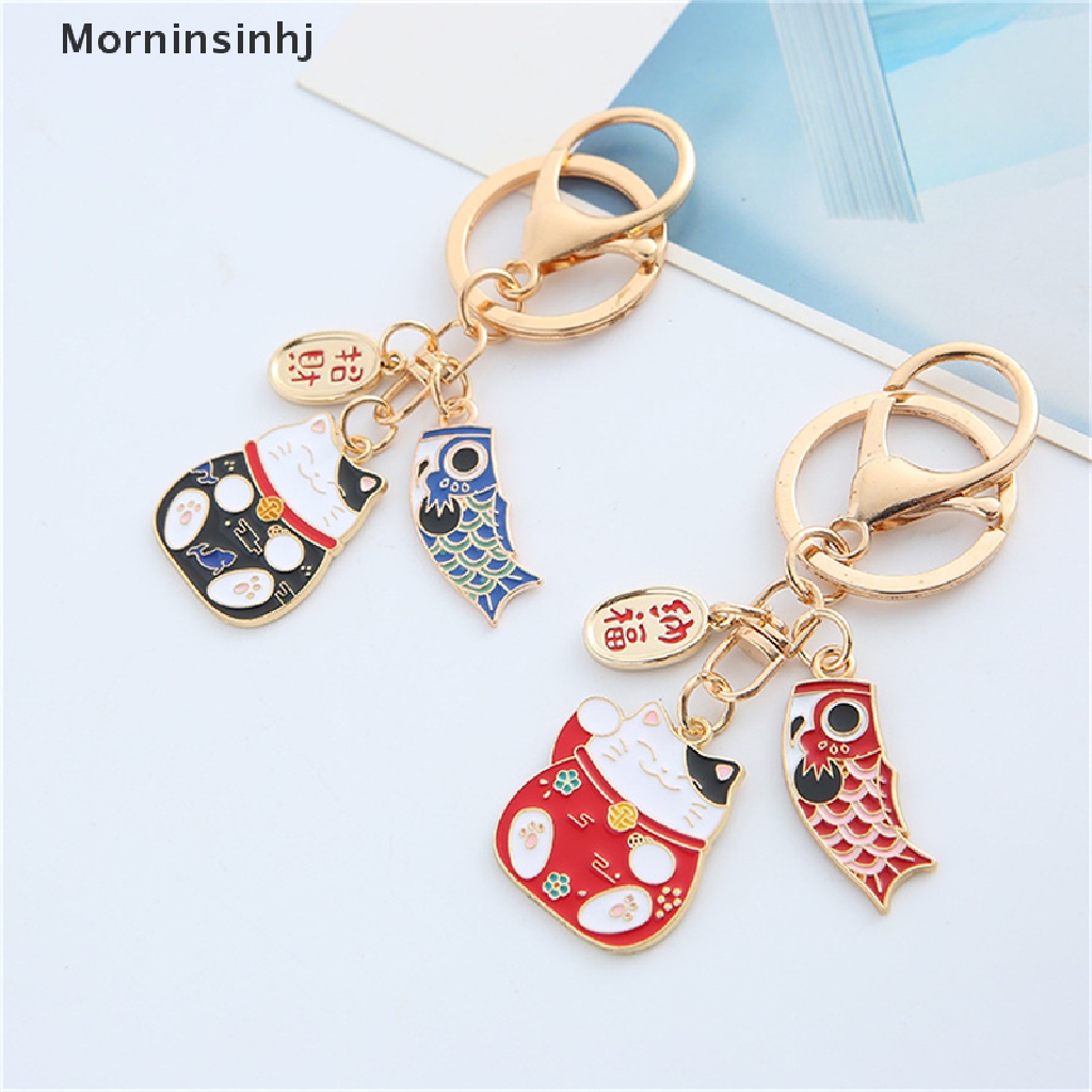 Mornin Fashion Tetes Minyak Lucky Cat Keychain Alloy Tas Liontin Fortune Key Chains Hadiah id