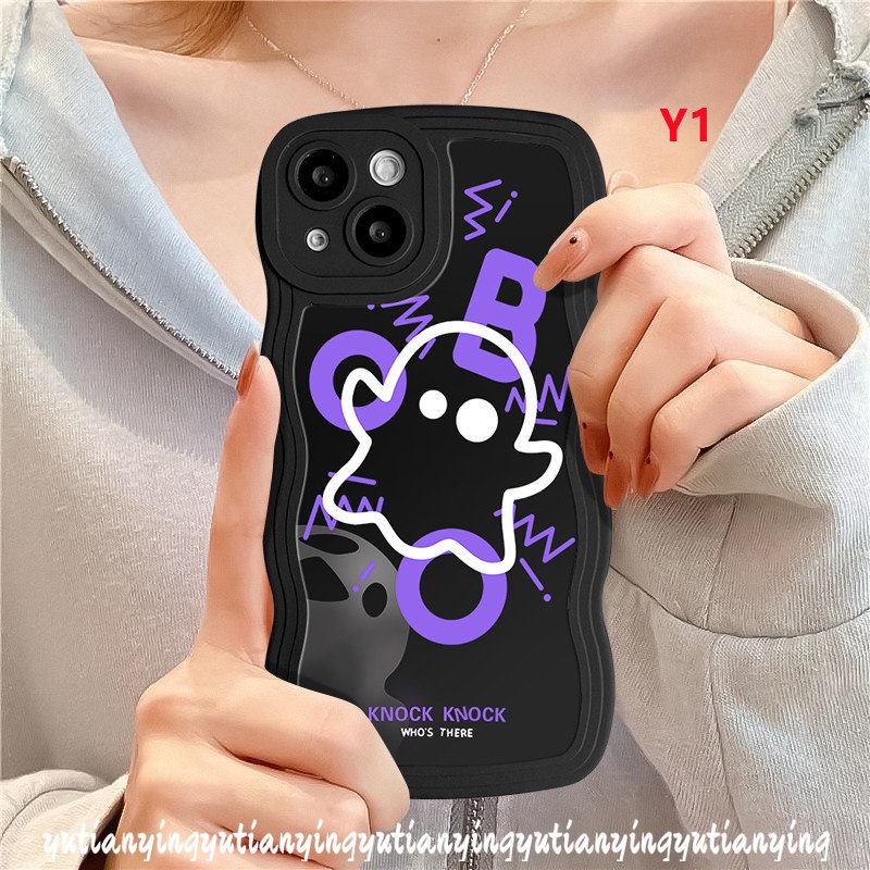 Redmi 10C 9 9A A1+10A A1 10 9T 9C NFC Redmi Note8 10 11s 11Pro 10s 9 11 9s 10Pro Max POCO X3 NFC Pro M3 Mi 11T Pro Cute Monster Kartun Hantu Lucu Wavy Edge Soft Sarung