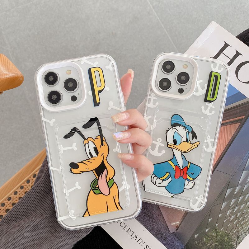 【Card Bag】Donald &amp; Pluto Soft Case HP iP iPhone 6 6S 7 8 14 + Plus SE 2020 X XS XR 11 12 13 Pro Max 3in1 Clear Casing Apple