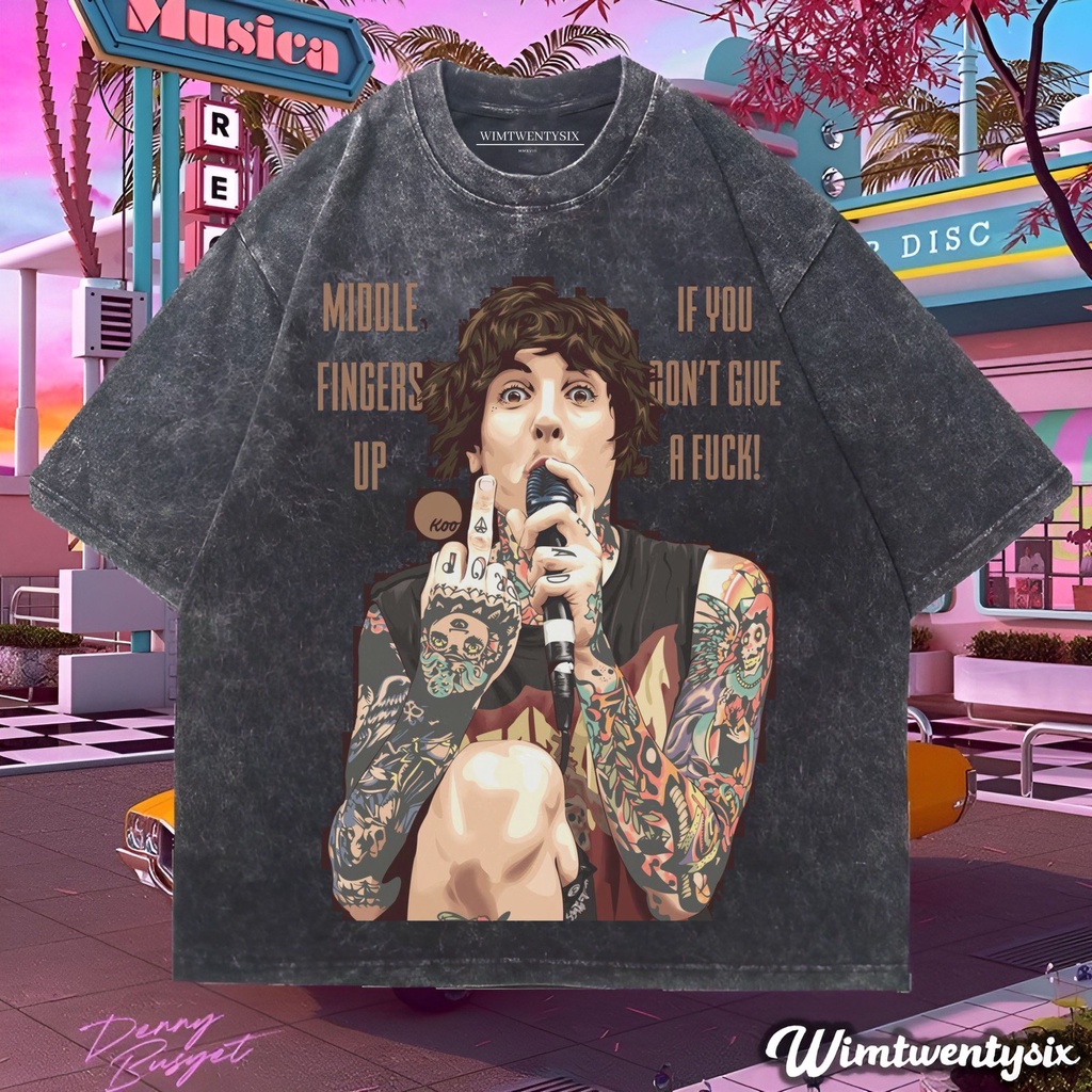 Wimtwentysix “bmth oliver sykes middle fingers up” kaos oversized washing | vintage tee