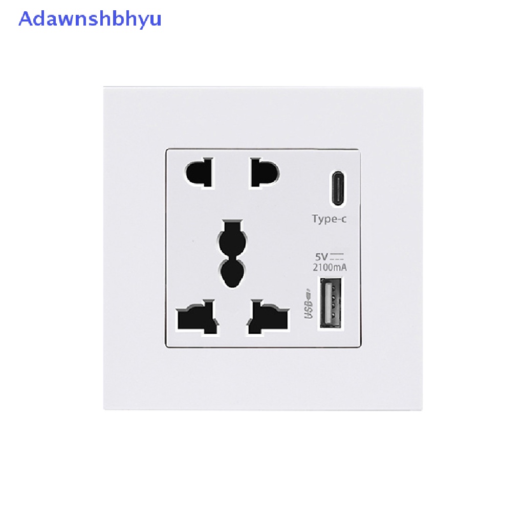 Adhyu Power 2100MA Stop Kontak USB Panel Kaca Kristal 13A UK Wall Type C Interface Socket ID