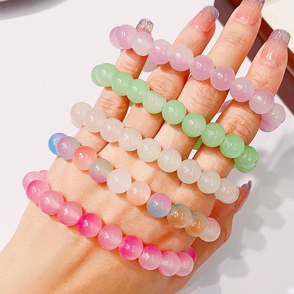 Mxbeauty Gelang Manik Giok Kepribadian Adjustable Gradient Bead Emerald Bangles Sekitar Cincin Jari Perhiasan Gaya China Perempuan Tangan Rantai