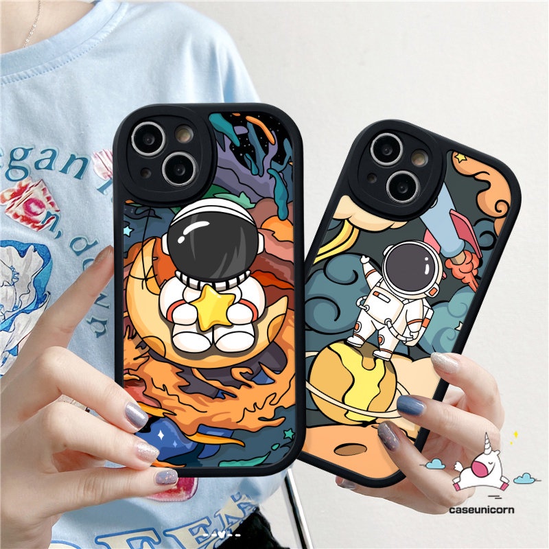 Kartun Astronot Ponsel Case Untuk Infinix  Smart 5 6 Hot 9 11 10 Play 10s 10T 11s Hot 10 Lite Note 8 Trendi Merek NASA Lembut Tpu Silicon Penutup Belakang