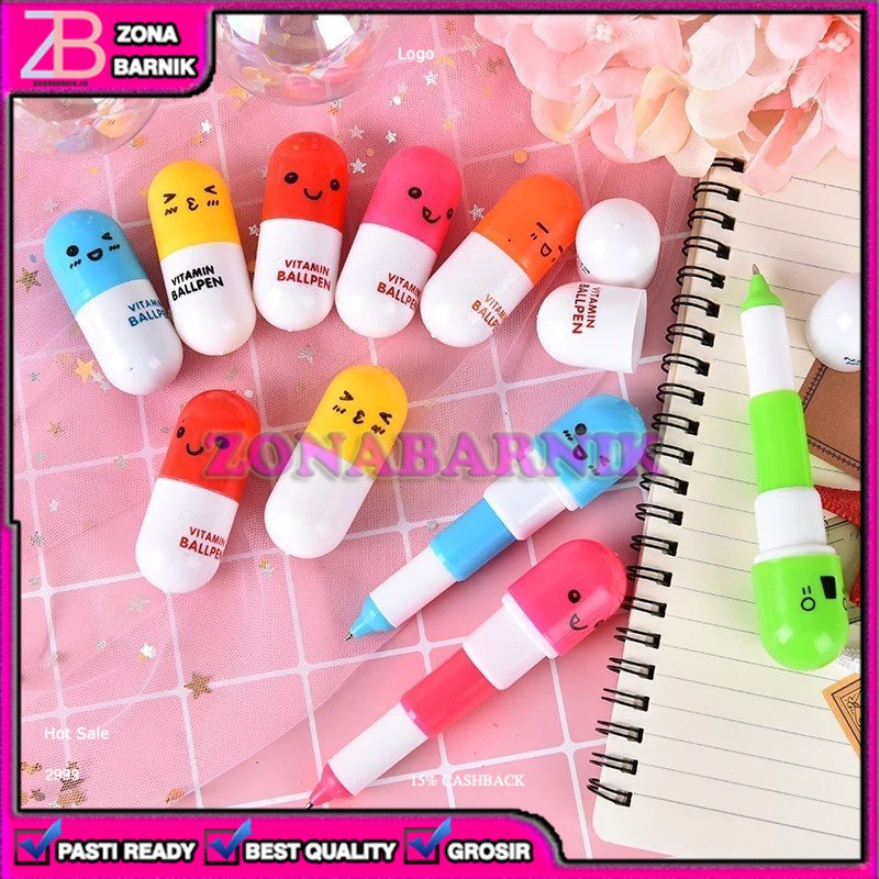 

[ZB] PULPEN PENA KAPSUL VITAMIN TABLET BOLLPOINT OBAT KAPSUL ALAT TULIS UNIK