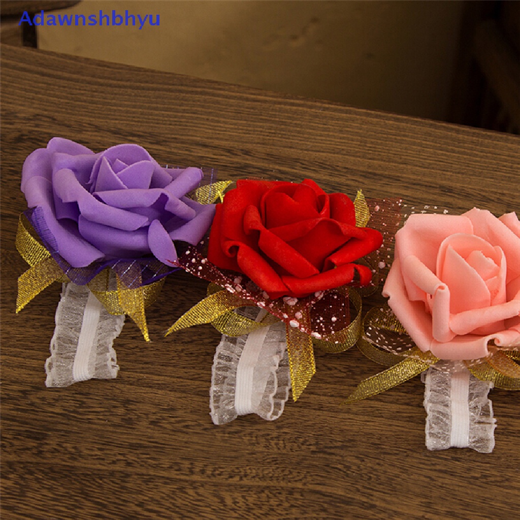 Adhyu New Bridesmaid Wrist Korsase Pesta Pernikahan Mawar Gelang Sutra Bunga Pita ID
