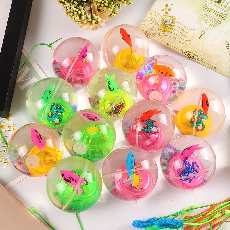 Bola Karet Bekel LED Nyala ada talinya/Mainan Anak Bola Bekel LED Nyala Bola Karet Air &amp; Super Glitter Ball Water Ball